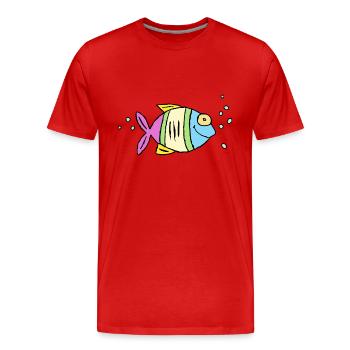 Fish Cichlid Water Sea Graffiti Drawing - Men's Premium Organic T-Shirt - red - Front - Damien (186cm)