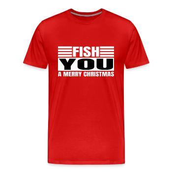 Blagues Noël Vacances Tête de poisson Cadeau génial - T-shirt bio Premium Homme - rouge - Devant - Damien (186cm)