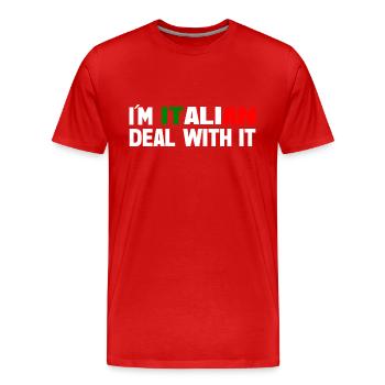 Je suis italien deal avec ça - T-shirt bio Premium Homme - rouge - Devant - Damien (186cm)