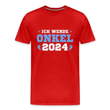 Ich werde Onkel 2024 Schwangerschaftsverkündung - Männer Premium Bio T-Shirt - Rot - Vorne - Damien (186cm)