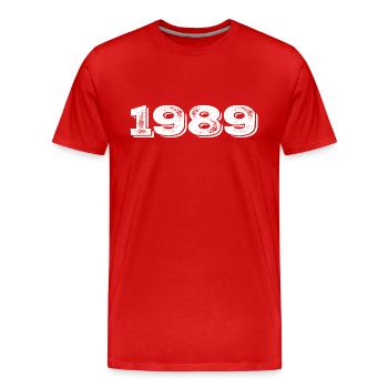 Geburtstagsgeschenk 1989 - 1989 - Männer Premium Bio T-Shirt - Rot - Vorne - Damien (186cm)