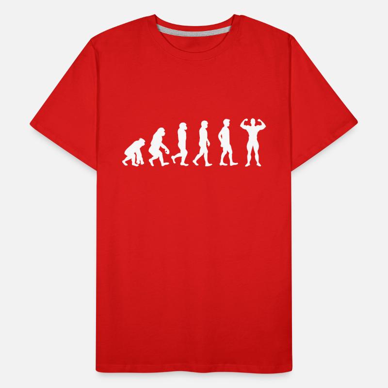 Evolution Bodybuilder weiß Männer Premium Bio T-Shirt