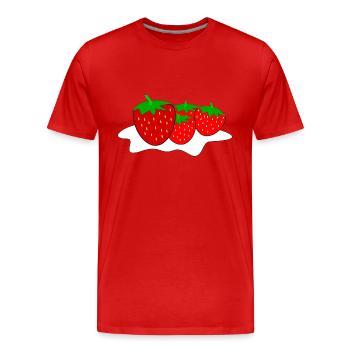 Fraises à la crème fouettée - T-shirt bio Premium Homme - rouge - Devant - Damien (186cm)