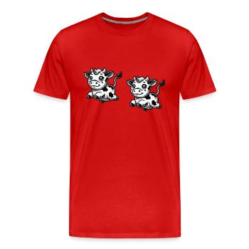 Bande dessinée de vache - T-shirt bio Premium Homme - rouge - Devant - Damien (186cm)