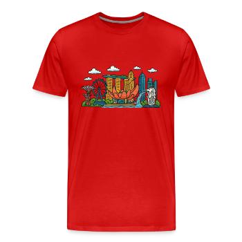 Singapore City Skyline - Men's Premium Organic T-Shirt - red - Front - Damien (186cm)