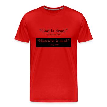 God is Dead - Nietzsche is dead - Men's Premium Organic T-Shirt - red - Front - Damien (186cm)