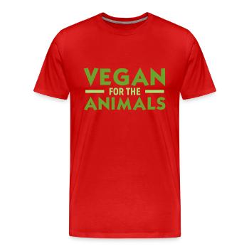 Vegan for Animals - Men's Premium Organic T-Shirt - red - Front - Damien (186cm)