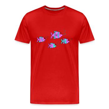 Poisson Cichlide Eau Mer Graffiti Dessin - T-shirt bio Premium Homme - rouge - Devant - Damien (186cm)