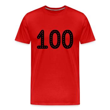100 ANS. 100e ANNIVERSAIRE. ANNIVERSAIRE 100 ANS. - T-shirt bio Premium Homme - rouge - Devant - Damien (186cm)