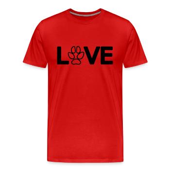 Love Hundepfote 2 Vector - Männer Premium Bio T-Shirt - Rot - Vorne - Damien (186cm)