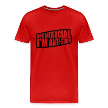 not antisocial anti stupid - Men's Premium Organic T-Shirt - red - Front - Damien (186cm)