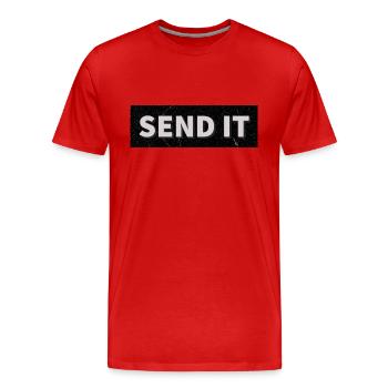 SEND IT Boxlogo - Männer Premium Bio T-Shirt - Rot - Vorne - Damien (186cm)