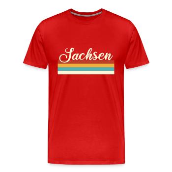 Sachsen - Deutschland - Retro - Vintage - Balken - Männer Premium Bio T-Shirt - Rot - Vorne - Damien (186cm)