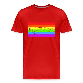 Drapeau arc-en-ciel Grunge - T-shirt bio Premium Homme - rouge - Devant - Damien (186cm)