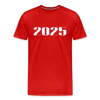 2025 - Cadeau né en 2025 - T-shirt bio Premium Homme - rouge - Devant - Damien (186cm)