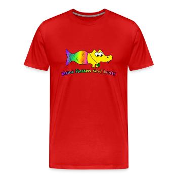 Meine Flossen sind bunt! Meerwerkel - Männer Premium Bio T-Shirt - Rot - Vorne - Damien (186cm)