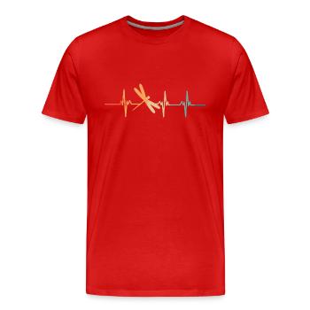 Battement de cœur libellule - T-shirt bio Premium Homme - rouge - Devant - Damien (186cm)