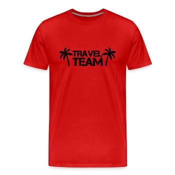 travel team - Männer Premium Bio T-Shirt - Rot - Vorne - Damien (186cm)