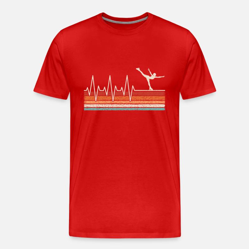 Eisläufer Herzschlag - Männer Premium Bio T-Shirt - Rot