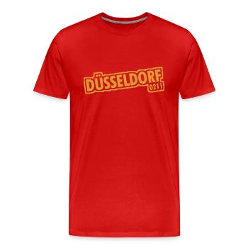 Düsseldorf - 0211 - Vorwahl - NRW - Ruhrpott - Männer Premium Bio T-Shirt - Rot - Vorne - Damien (186cm)