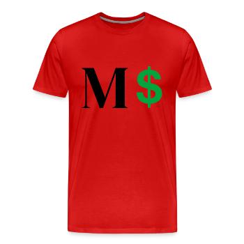Lettre m dollar - T-shirt bio Premium Homme - rouge - Devant - Damien (186cm)