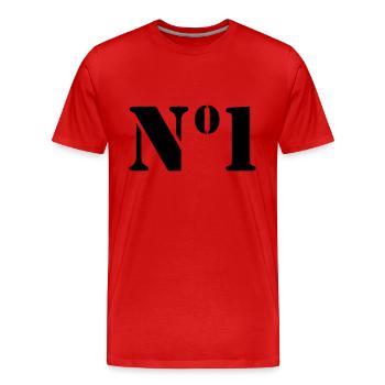 Number 1 - Men's Premium Organic T-Shirt - red - Front - Damien (186cm)