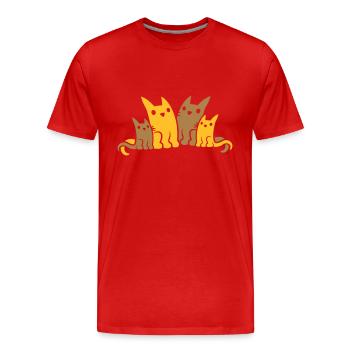 Papa Mama Cats Family - Men's Premium Organic T-Shirt - red - Front - Damien (186cm)