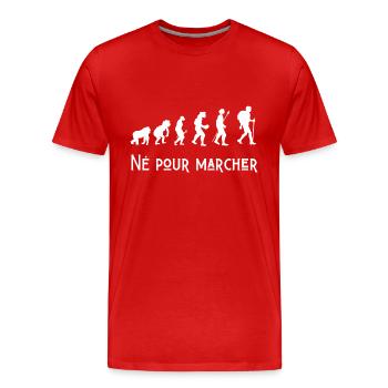 né pour marcher évolution - T-shirt bio Premium Homme - rouge - Devant - Damien (186cm)