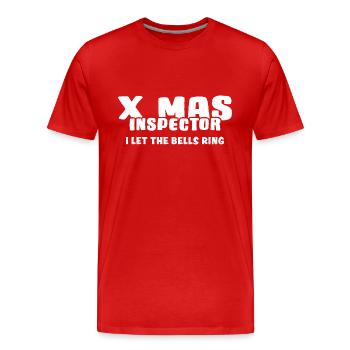 Merry x Mas Cadeau de Noël « Jingle Bells » - T-shirt bio Premium Homme - rouge - Devant - Damien (186cm)