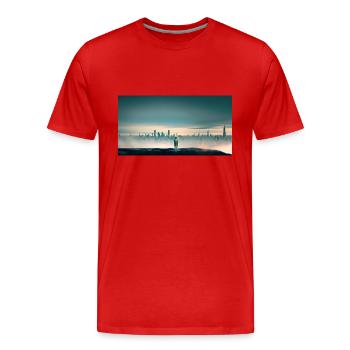 Robot solitaire - T-shirt bio Premium Homme - rouge - Devant - Damien (186cm)