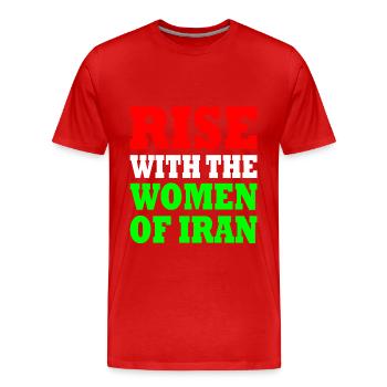 Rise with the women of iran - Men's Premium Organic T-Shirt - red - Front - Damien (186cm)