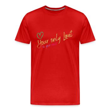 Motivation - ohne Grenzen / keine Limits - Männer Premium Bio T-Shirt - Rot - Vorne - Damien (186cm)
