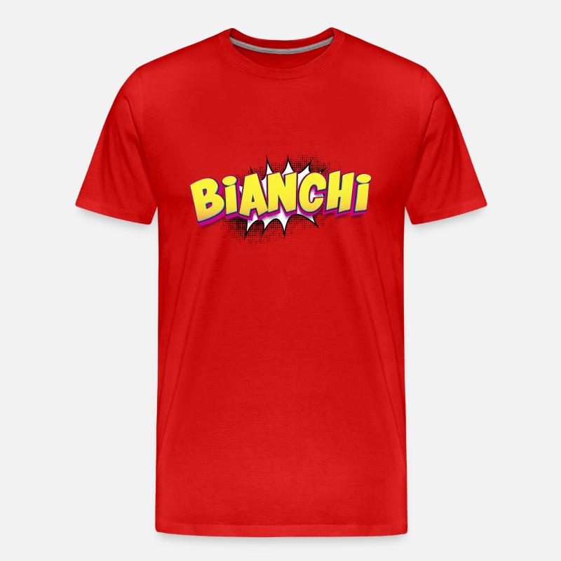 Bianchi benutzerdefinierter Name Comic-Stil Pop-Art, - Männer Premium Bio T-Shirt - Rot