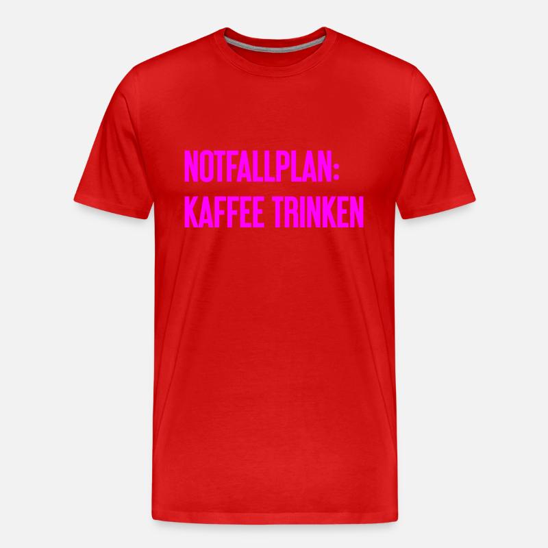 Kaffee-Notfallplan - Männer Premium Bio T-Shirt - Rot