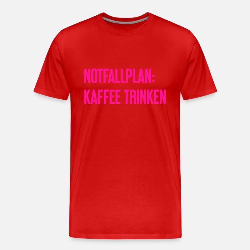 Kaffee-Notfallplan - Männer Premium Bio T-Shirt - Rot