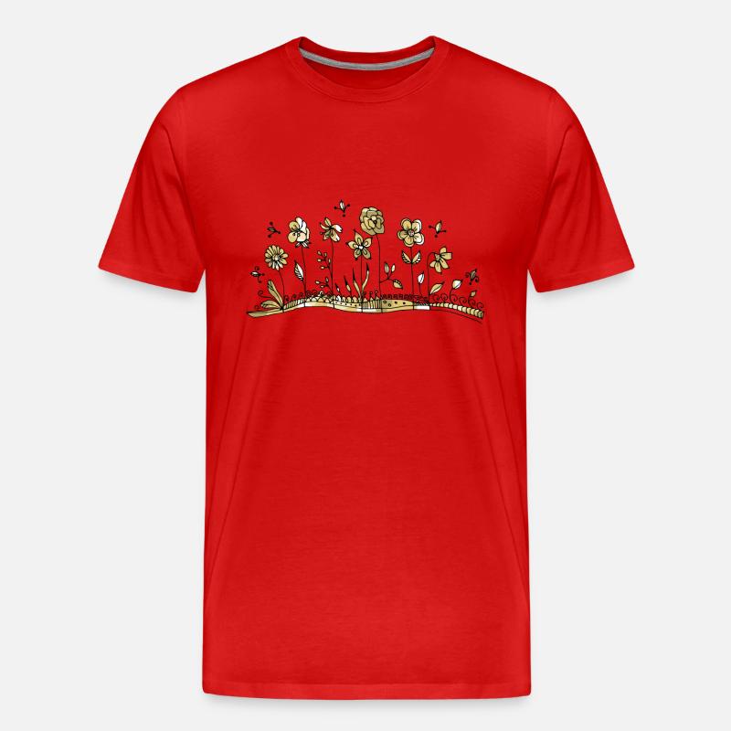 Blumen - Männer Premium Bio T-Shirt - Rot