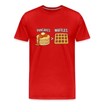 Pfannkuchen über Waffeln - Männer Premium Bio T-Shirt - Rot - Vorne - Damien (186cm)