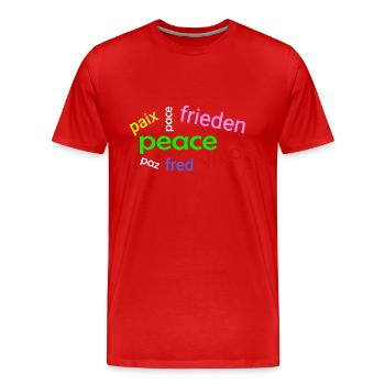 Nuage de mots de paix - T-shirt bio Premium Homme - rouge - Devant - Damien (186cm)