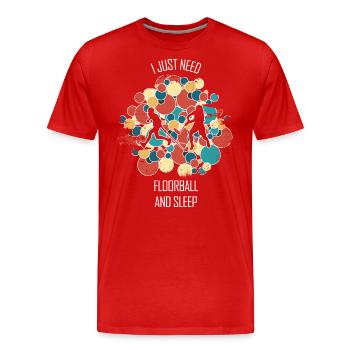 Floorball Floorball Hockey sur gazon Hockey en salle - T-shirt bio Premium Homme - rouge - Devant - Damien (186cm)