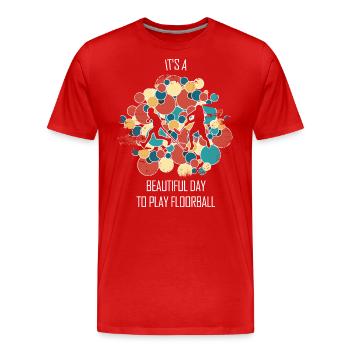 Floorball, Floorball, Hockey sur gazon, Hockey en salle - T-shirt bio Premium Homme - rouge - Devant - Damien (186cm)