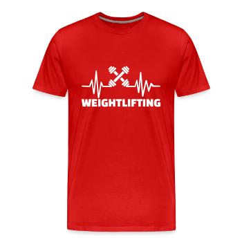 Weightlifting - Men's Premium Organic T-Shirt - red - Front - Damien (186cm)