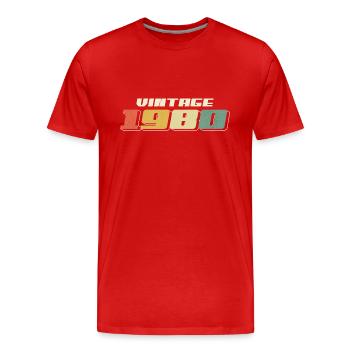 Vintage 1980 - Men's Premium Organic T-Shirt - red - Front - Damien (186cm)
