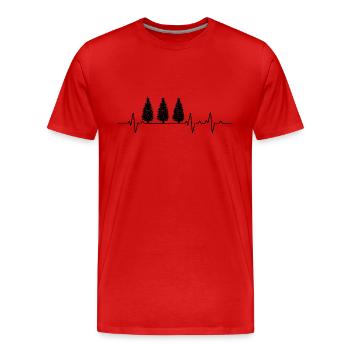 Förster Wald Baum Natur Herzschlag - Männer Premium Bio T-Shirt - Rot - Vorne - Damien (186cm)