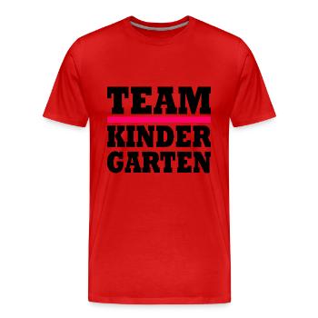 Team kindergarten - Männer Premium Bio T-Shirt - Rot - Vorne - Damien (186cm)