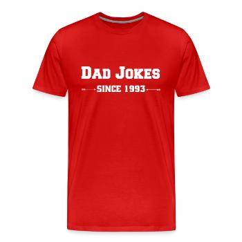 Papa Blagues depuis 1993 - T-shirt bio Premium Homme - rouge - Devant - Damien (186cm)