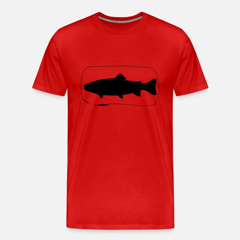 Forelle mit Gummifisch - Männer Premium Bio T-Shirt - Rot