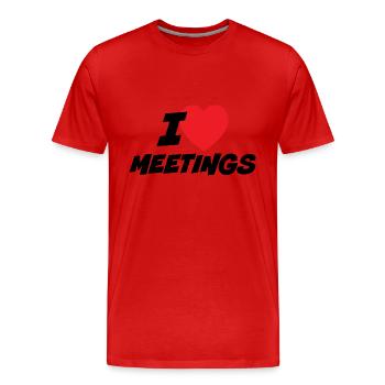 Ich liebe Meetings - Männer Premium Bio T-Shirt - Rot - Vorne - Damien (186cm)