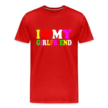 I love my girlfriend - Männer Premium Bio T-Shirt - Rot - Vorne - Damien (186cm)