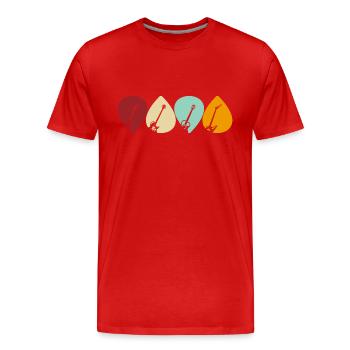 Guitar Pick Design für Gitarristen im Retro-Stil - Männer Premium Bio T-Shirt - Rot - Vorne - Damien (186cm)