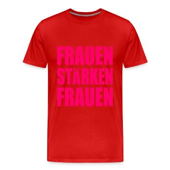 Frauen stärken frauen - Männer Premium Bio T-Shirt - Rot - Vorne - Damien (186cm)